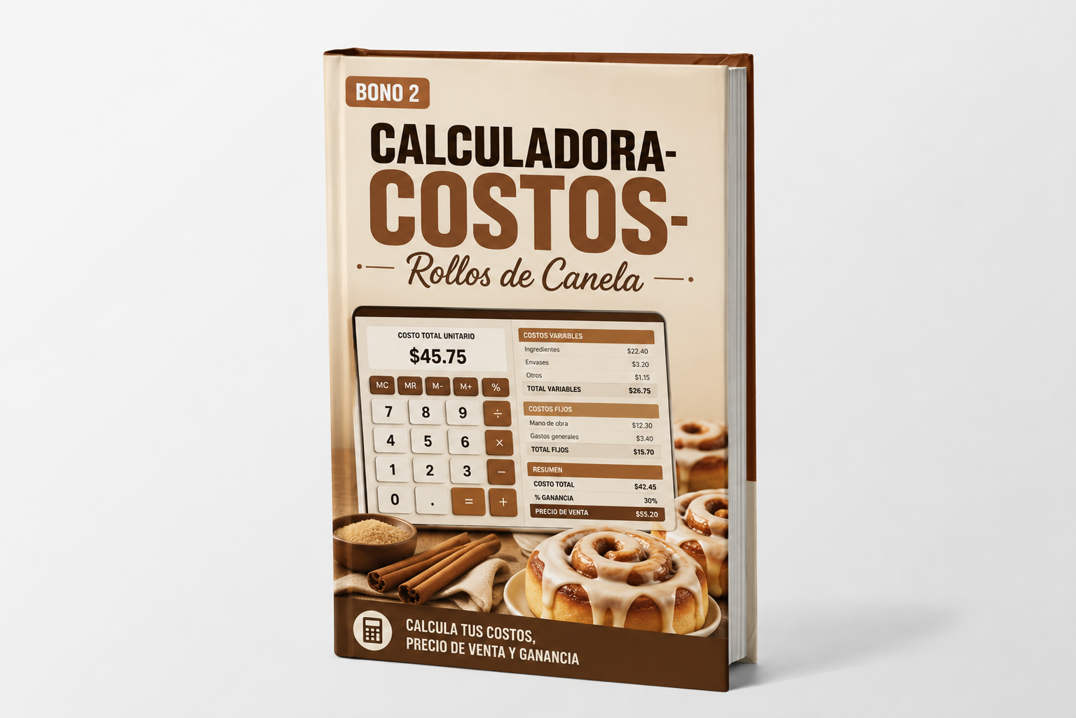 Portada del bono Calculadora de Costos para Rollos de Canela