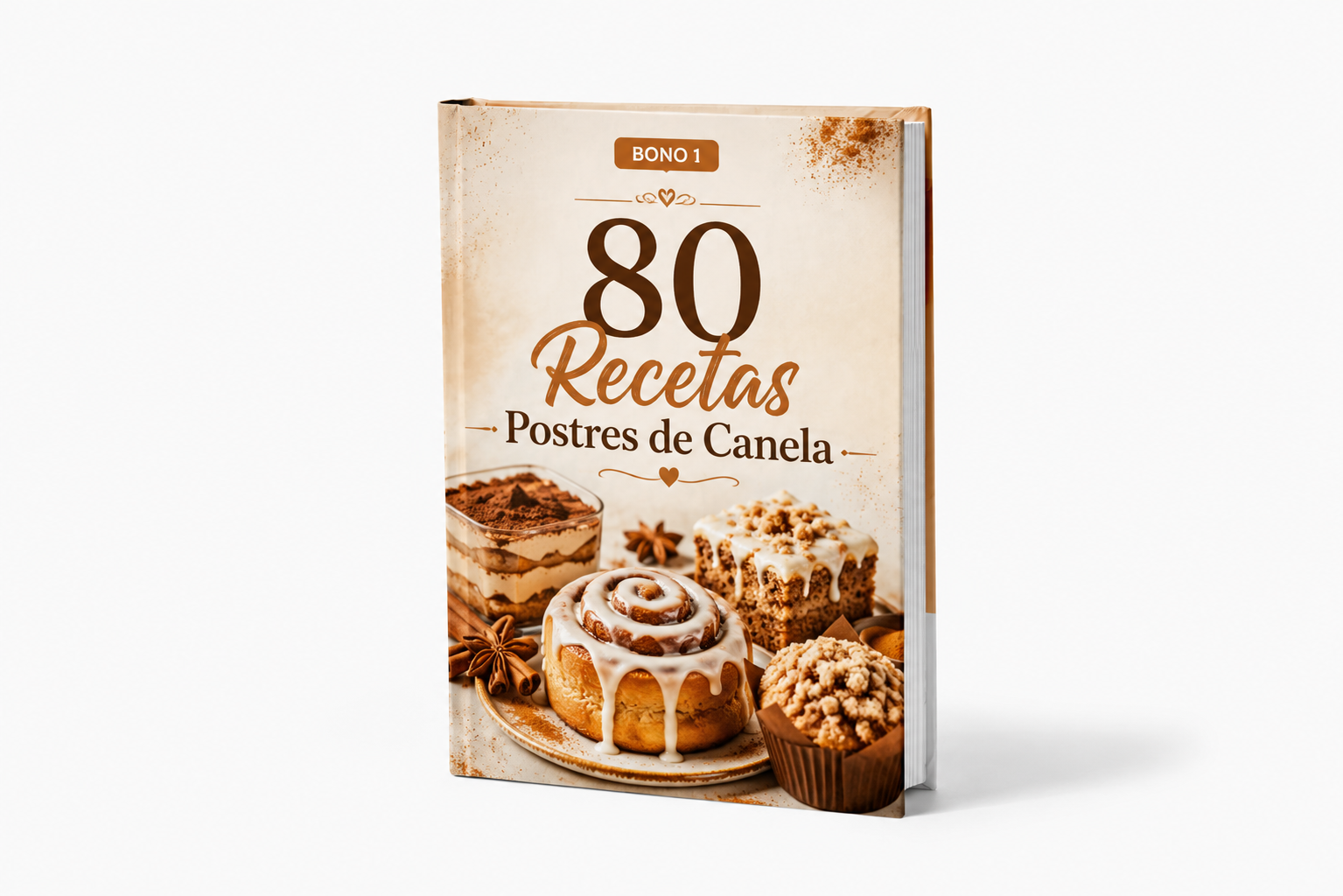 Portada del bono 80 Recetas de Postres de Canela