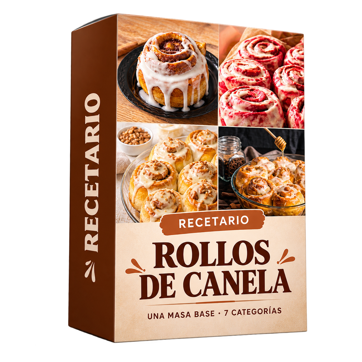 Portada del recetario digital 120 recetas de rollos de canela